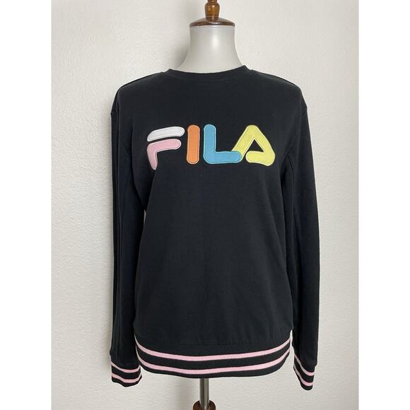 FILA Sweatshirt Top Pullover Crewneck Multicolor Colorblock Stretch - Picture 1 of 8